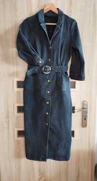 Sukienka midi czarny denim rozm 38 Bonprix