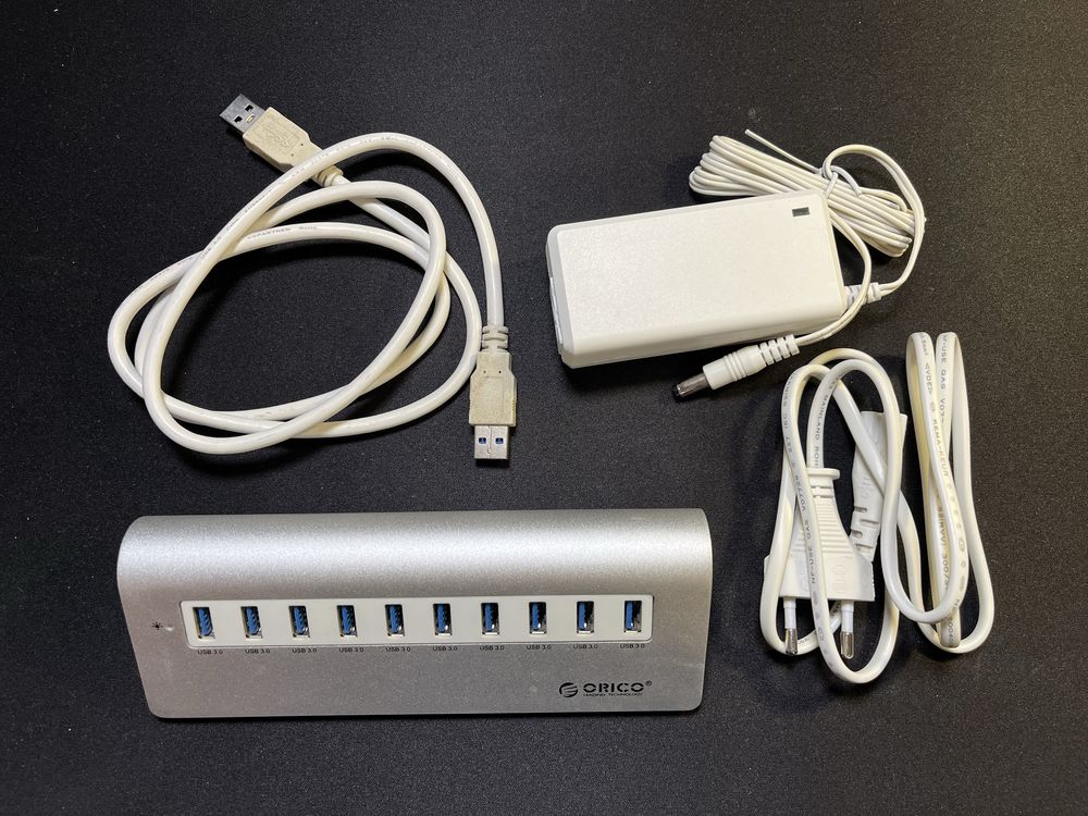 Hub USB Orico M3H10-V1-EU-SV-BP 10xUSB-A 5Gbps 36W Szary