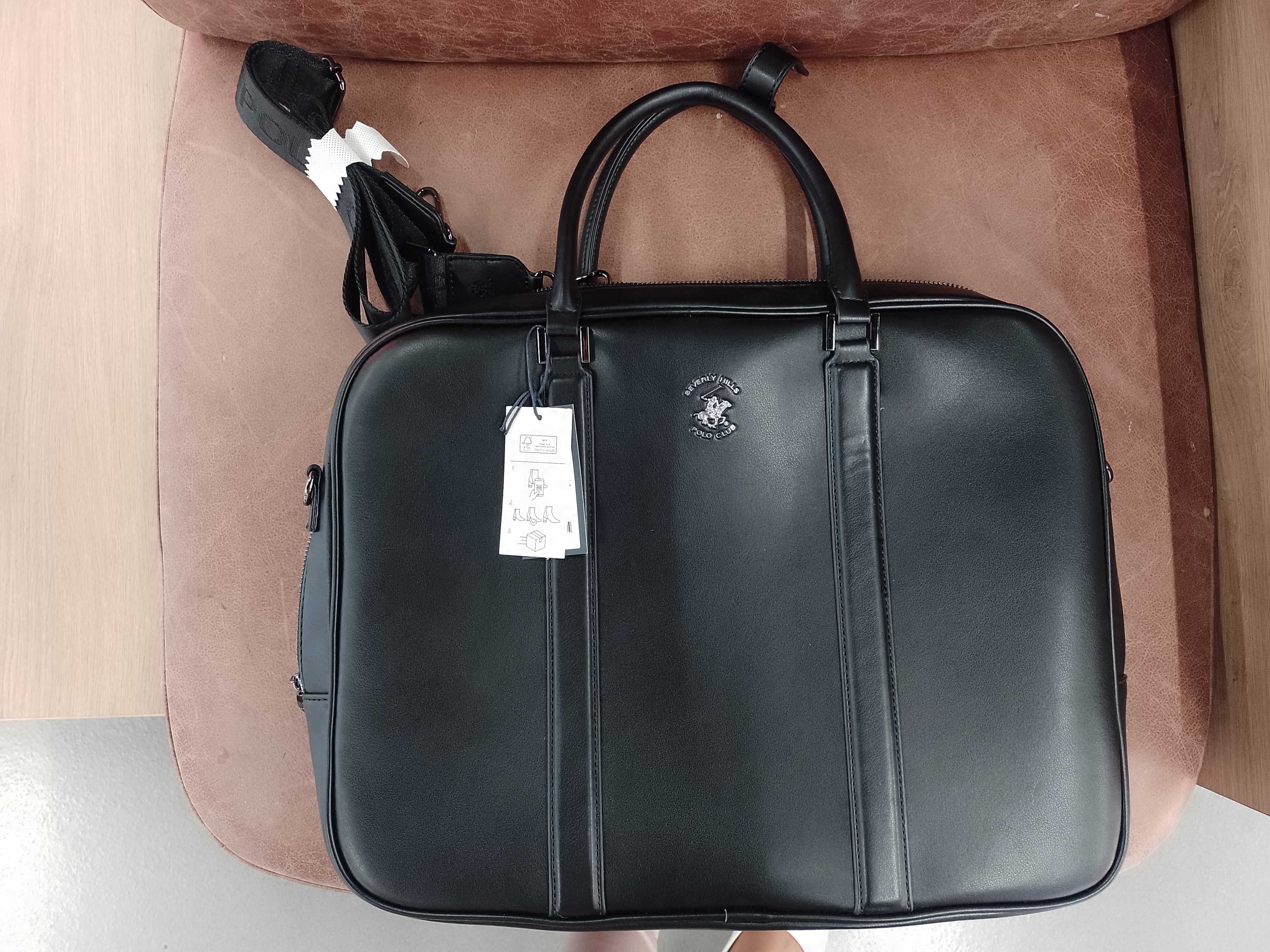 Beverly Hills Polo Club/ Czarna teczka/ torba na laptopa, NOWA