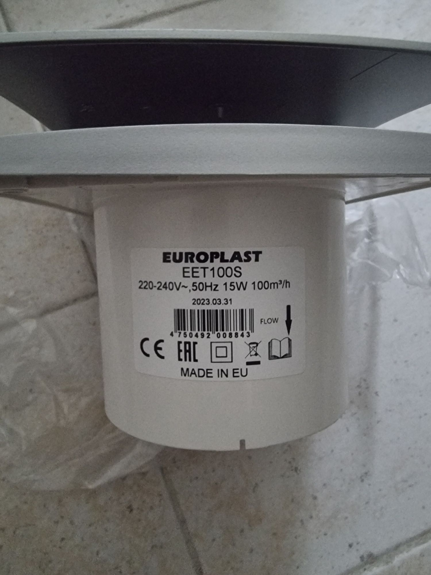 Exaustor / ventilador cinzento 100mm