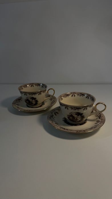 Komplet 2x2 filiżanka ze spodkiem Veroni porcelanowe