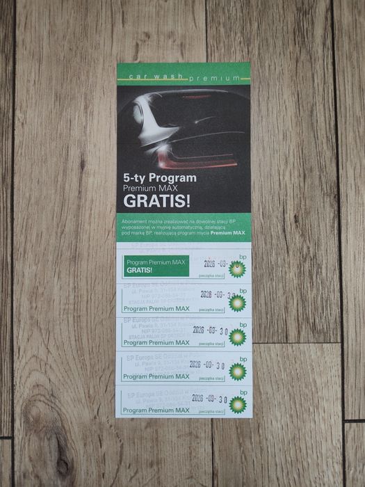 Karnet na myjnię BP - 5x Program PREMIUM MAX / DZIEŃ CHŁOPAKA