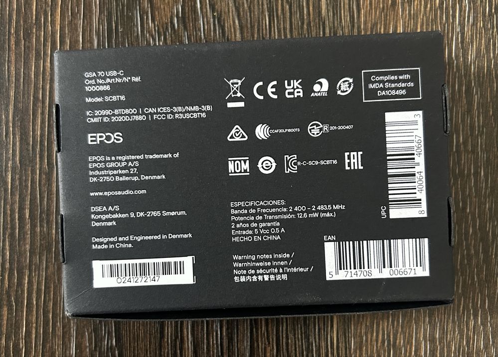 Адаптер мережі Bluetooth USB Epos BTD 800 USB-C