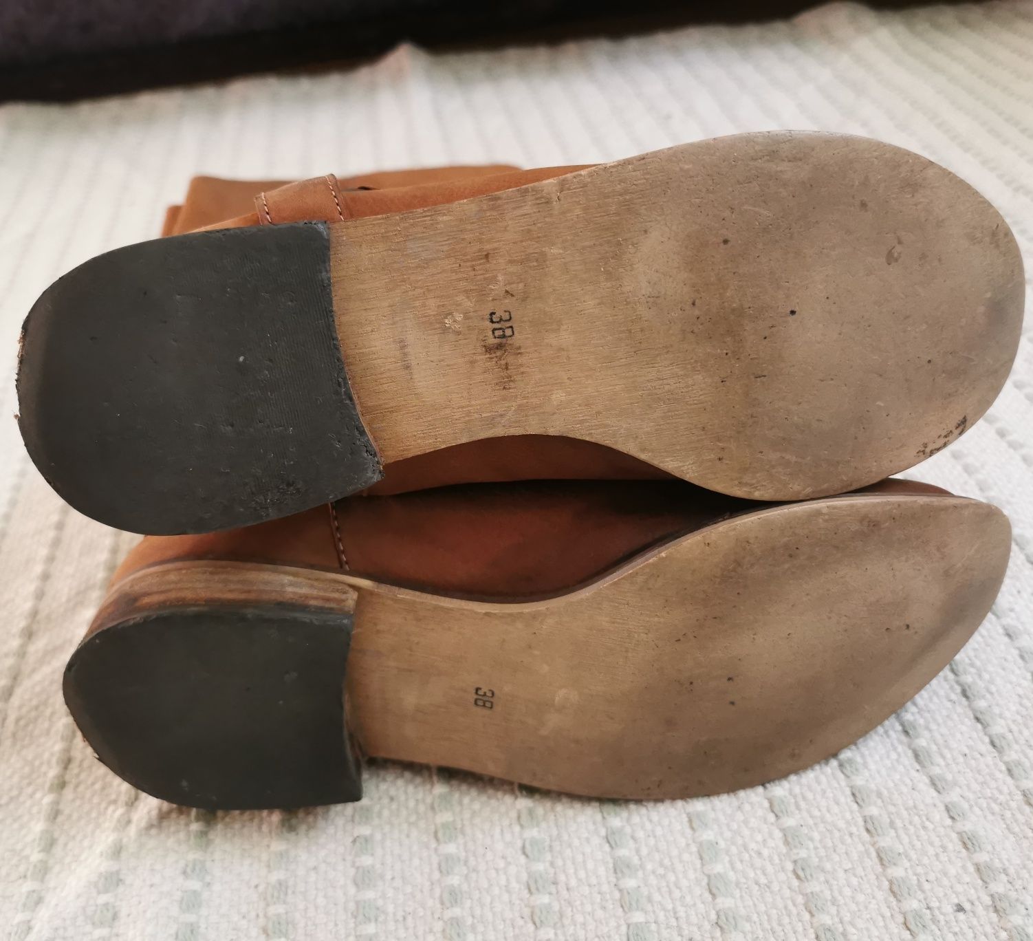 Skórzane kozaki muszkieterki Made In Italy