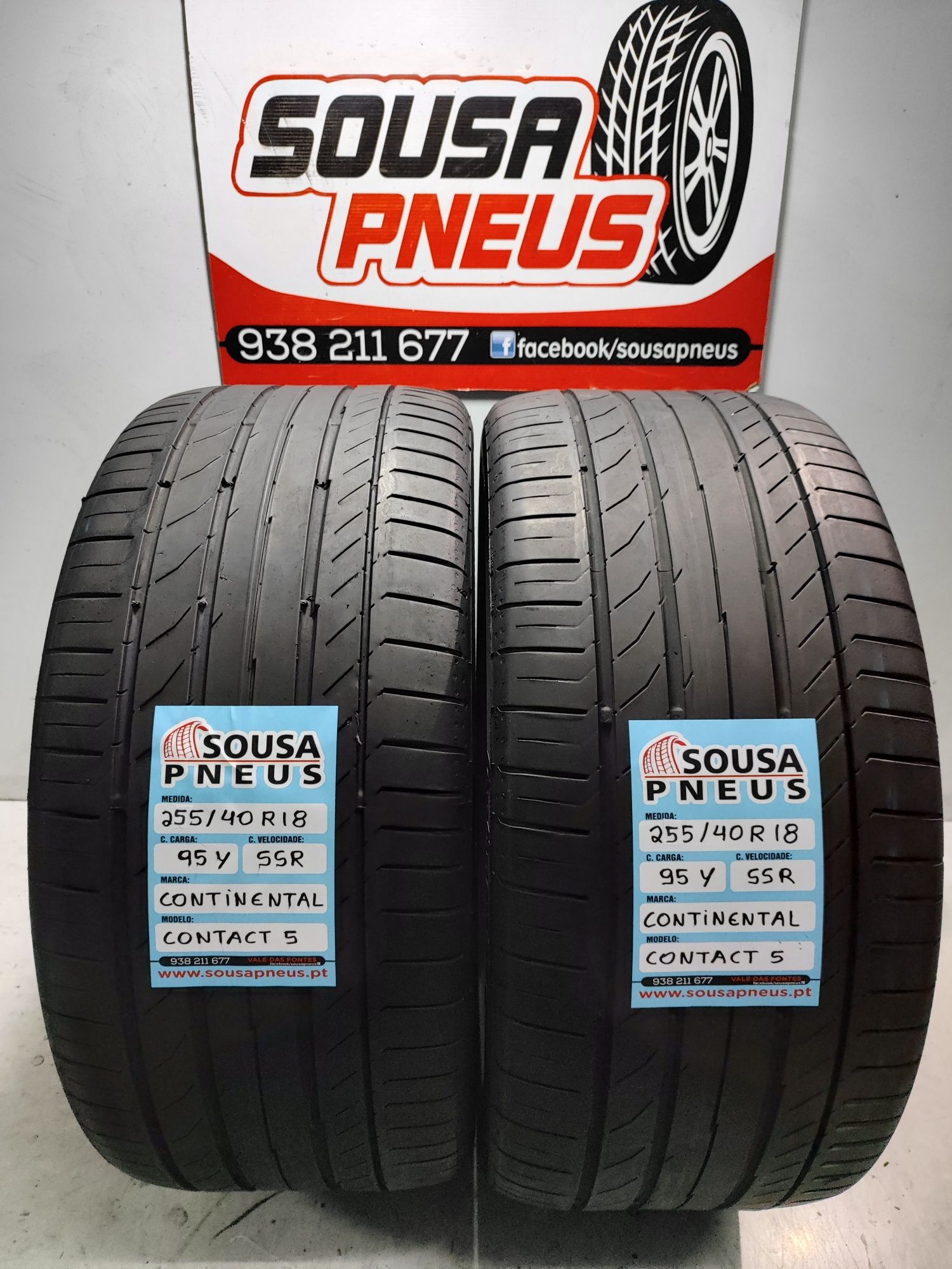 2 Pneus semi novos continental 255/40R18 SSR 95Y Oferta dos portes