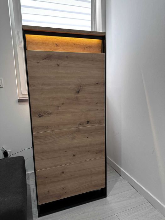 Zestaw mebli System Quant dąb artisan - czarny loft z podświetleniem