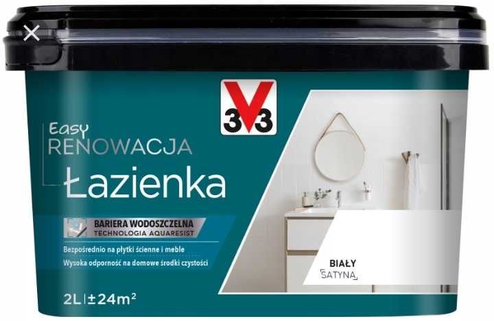Farba plytki v33 łazienka biala satyna 2 litry
