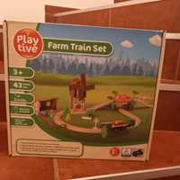 Nowa drewniana kolejka Farm Train Set, gospodarstwo