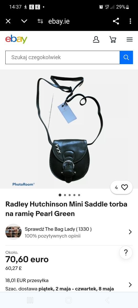 Radley nowa, stylowa torebka mini skóra natur