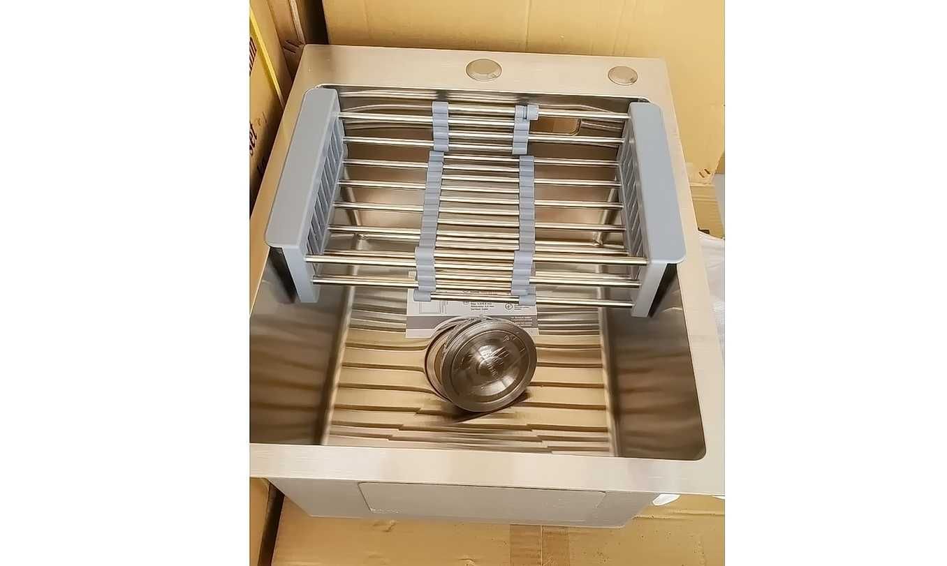 Кухонна мийка 40/50 см, режавіюча сталь, дозатор, сифон, корзинка