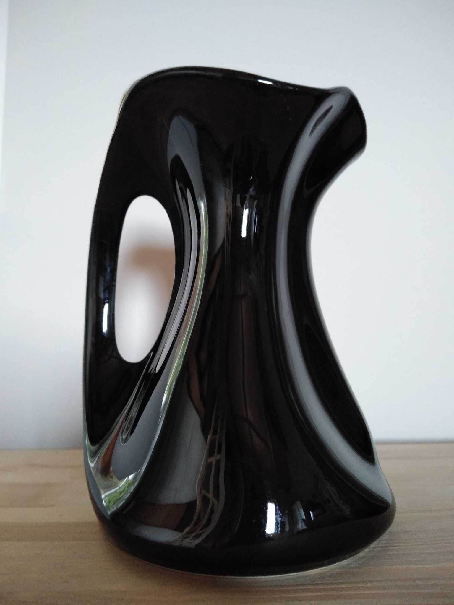 Ceramika Pruszków komplet czarny wazon plus świecznik
