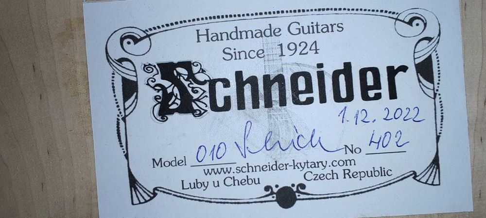 Jan Schneider , lutnicza gitara klasyczna 4/4 nowa, nie używana