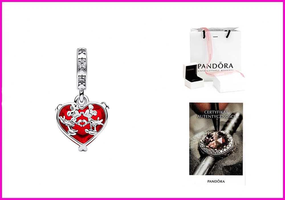 Charms Pandora Moments Pocałunek Miki i Minnie w czerwonym szkle