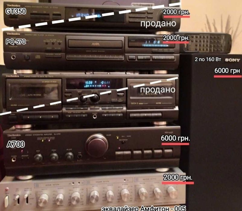 Technics музыкальный центр+ колонки Sony