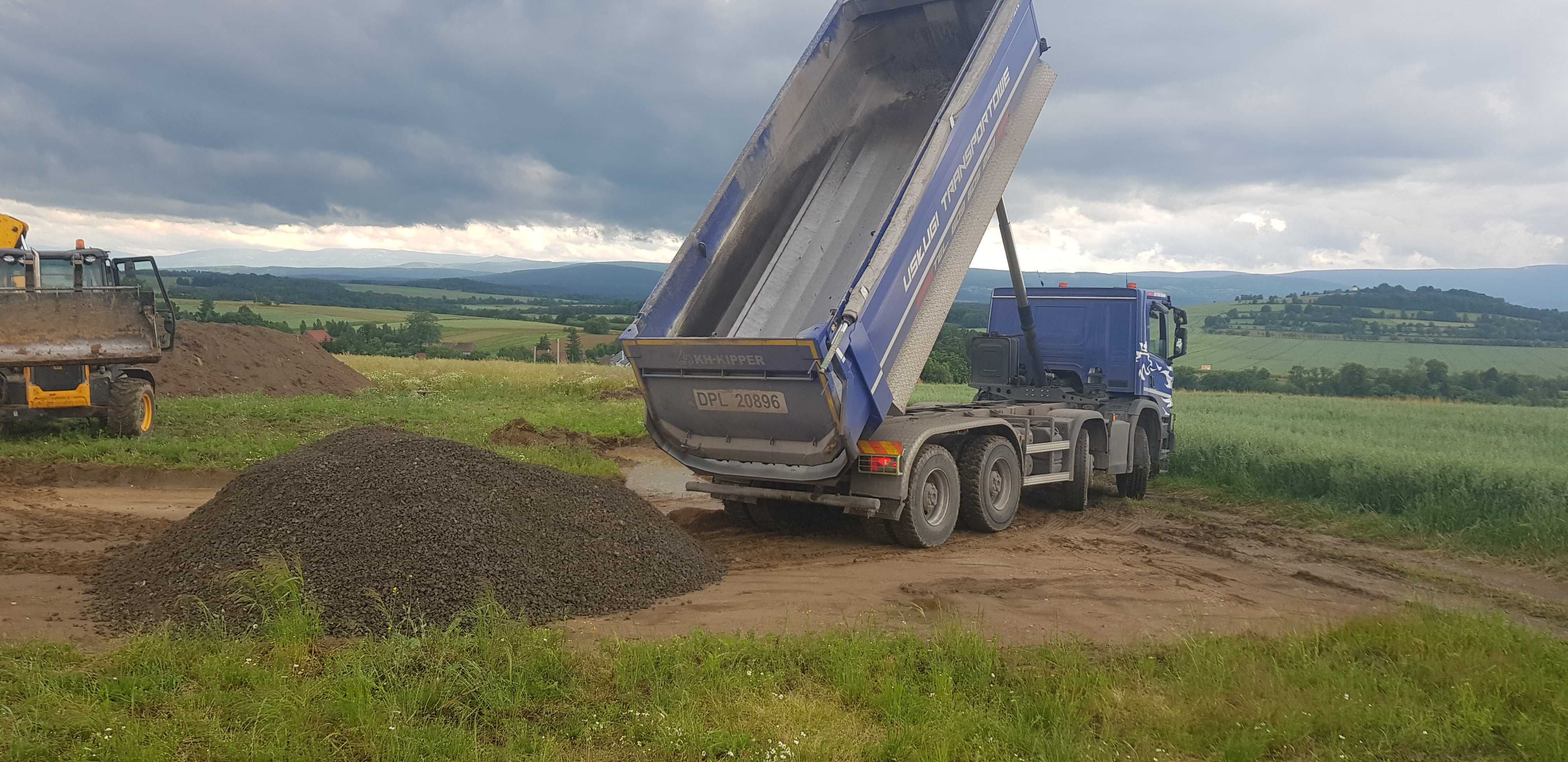 Transport ciężarowy - piasek, żwir, grys, tłuczeń - sprzedaż.