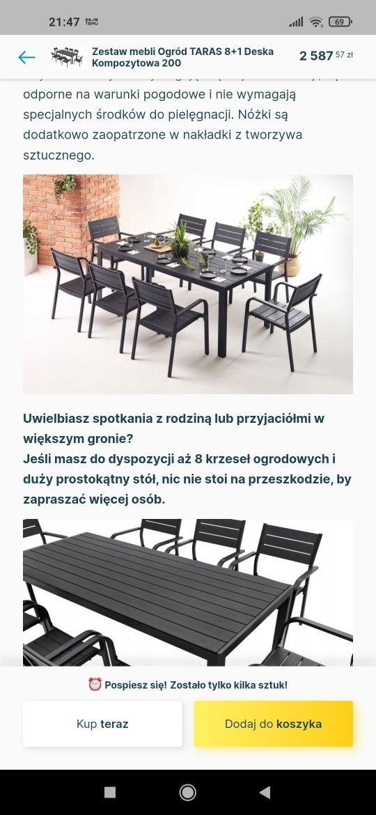 Zestaw mebli tarasowych / ogrodowych