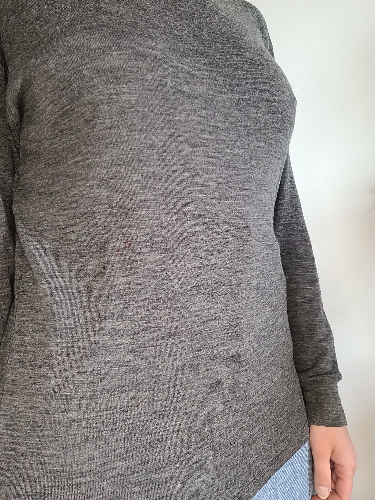 Szary sweter oversize 100% merino wool vintage
