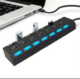 7 Portów/LED USB 4.0 Adapter Hub Włącznik/wyłącznik