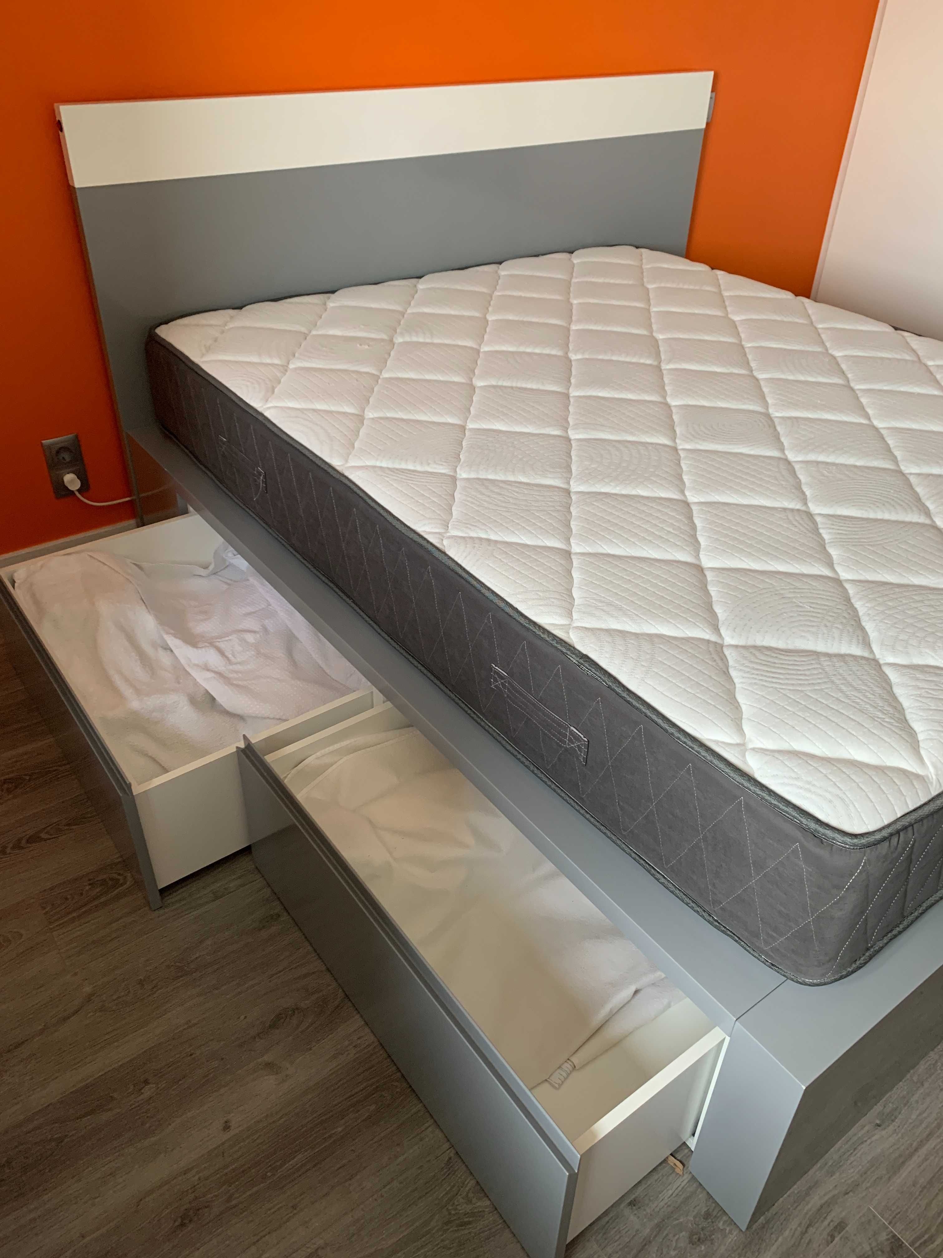 Cama casal 200x160cm 4 gavetas led gav de cabeceira MDF lacado brilho