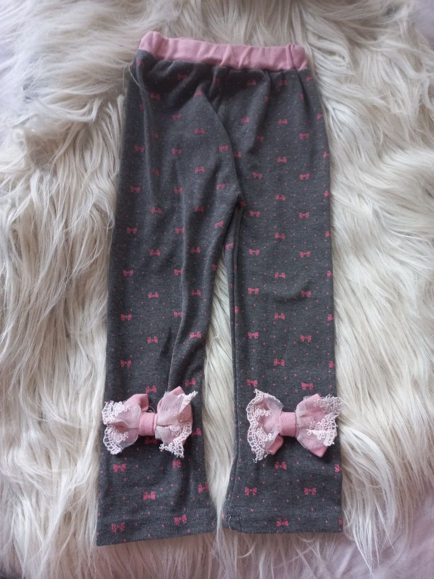 Legginsy spodnie dla dziewczynki 98 104 kokardki leginsy