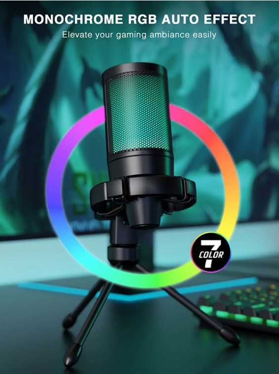 Ігровий мікрофон FIFINE AmpliGame A2 з RGB-підсвічуванням і штативом