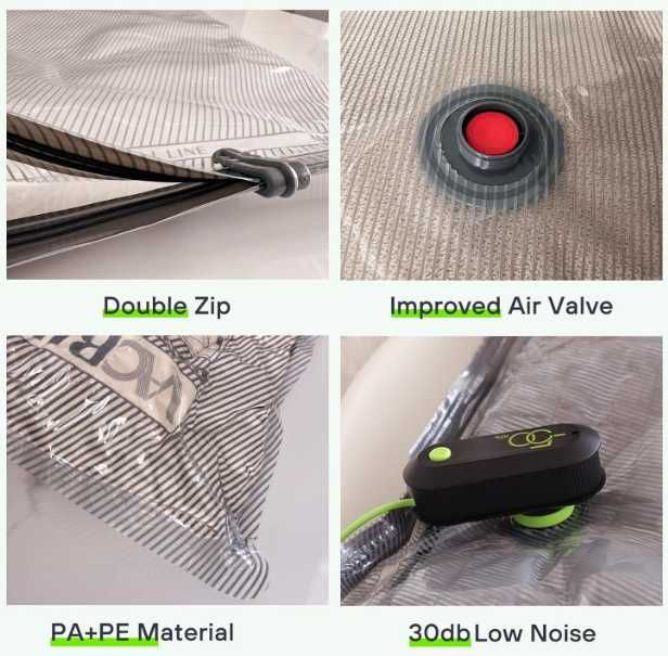 Worek próżniowy do ubrań z pompką USB  9worków wielokrotnego użytku