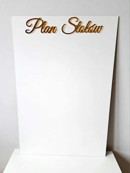 Plan stołów lustrzany złoty napis wesele ślub