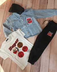 komplet jeans katana/bluza spodnie koszulka 98/104cm