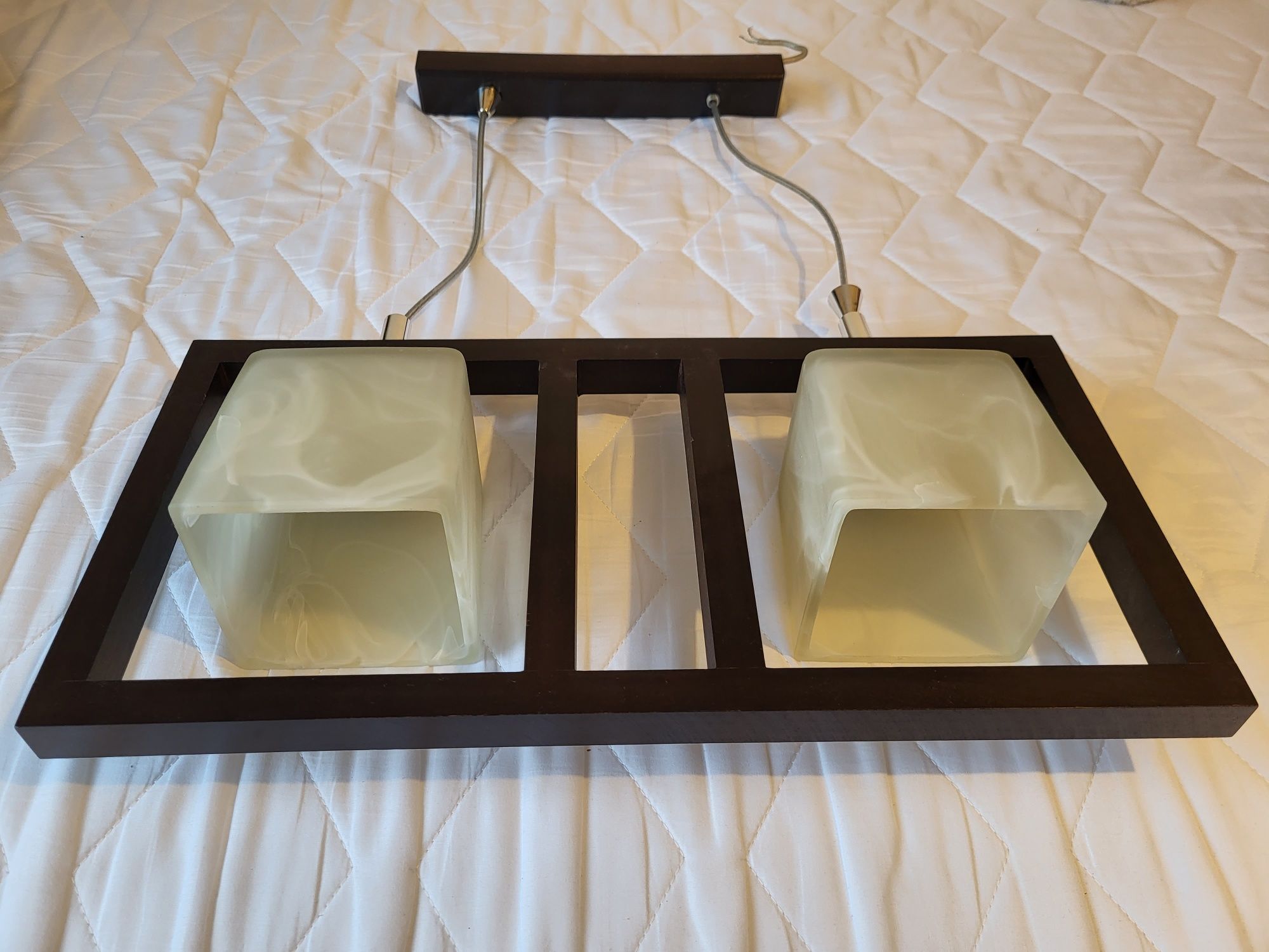 Lampa sufitowa drewno+szkło