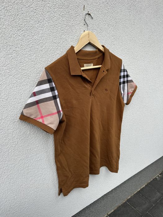 Burberry M brązowa musztardowa koszulka polo haft logo