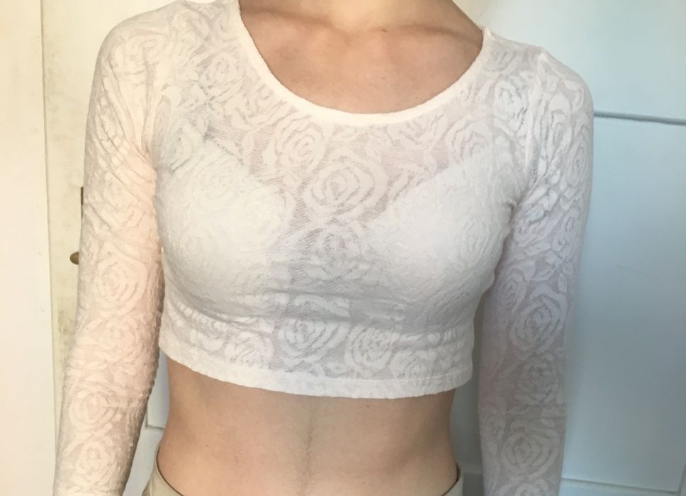 crop top koronkowy H&M