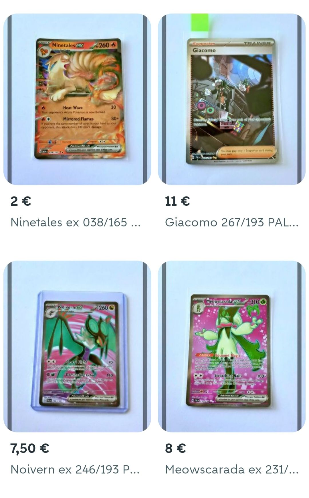 ANÚNCIO 1 Cartas Pokémo todas FULL ARTS, Preços nas fotos!!
