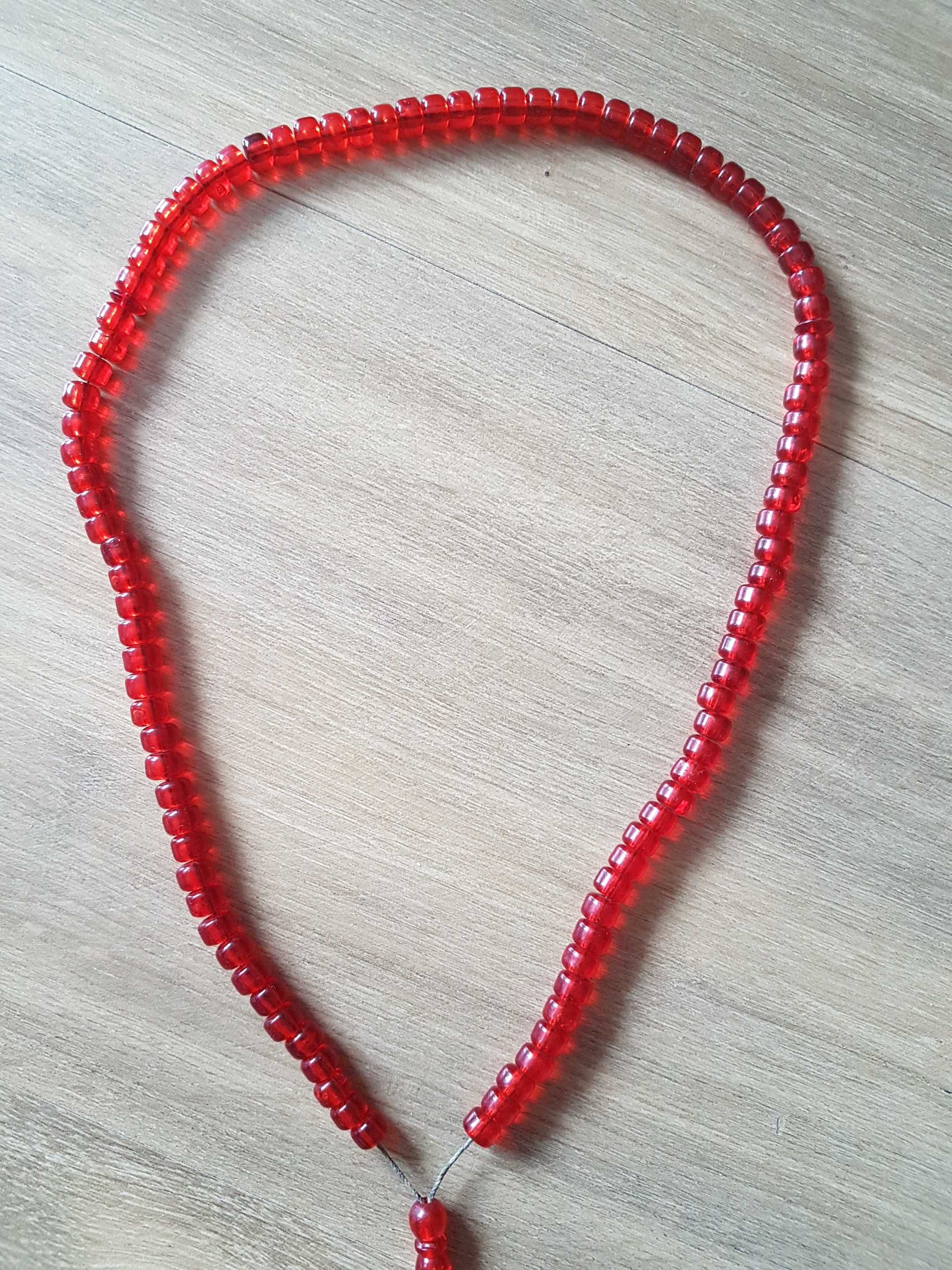 Greckie ręcznie robione koraliki KOMBOLOI czerwone 38cm