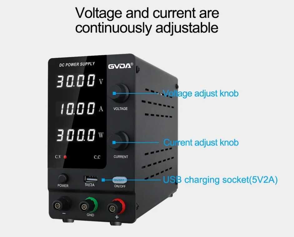 Лабораторний блок живлення GVDA 30V / 10А (Зарядний пристрій)