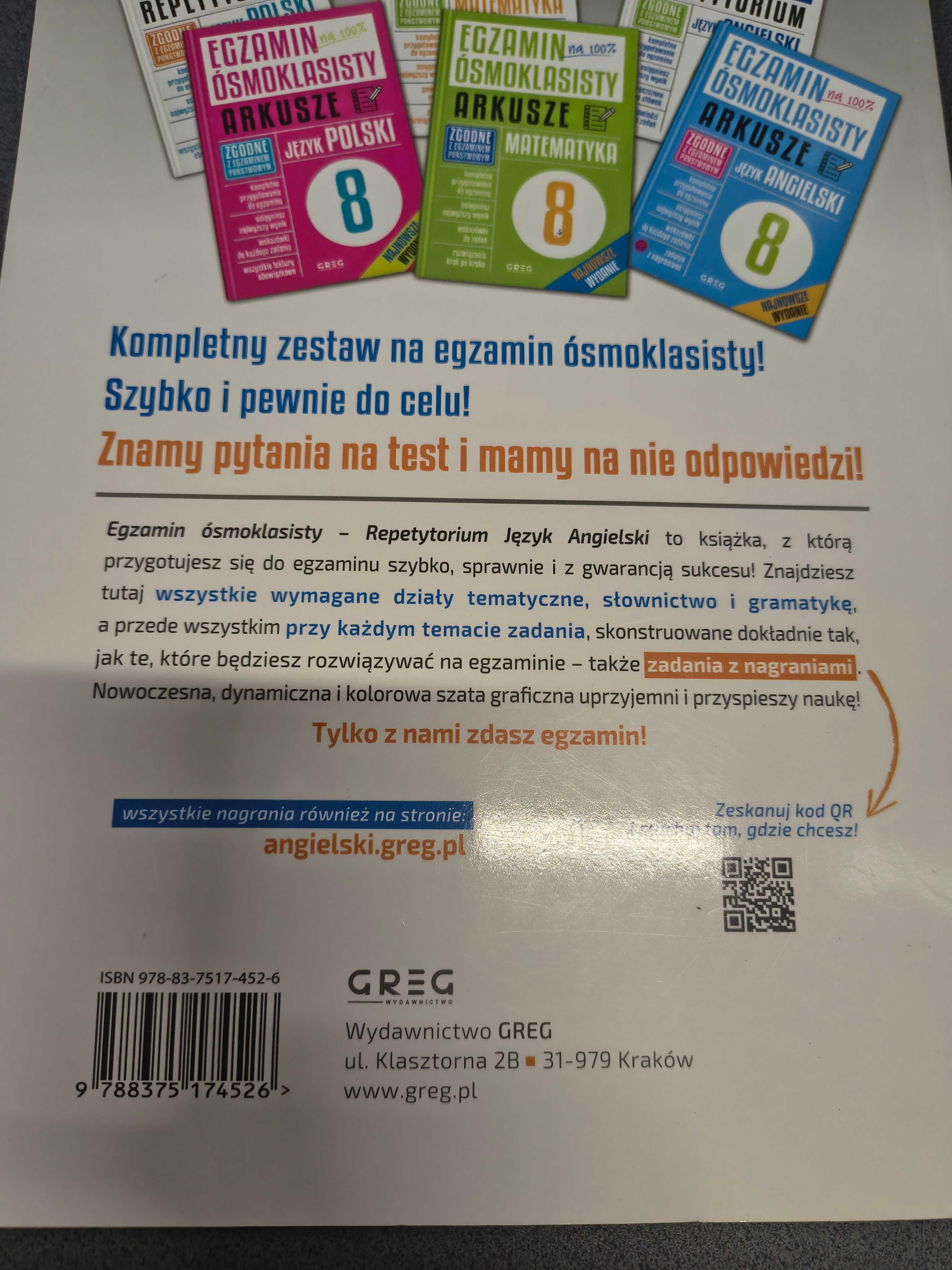 Repetytorium język angielski, egzamin ósmoklasisty Greg