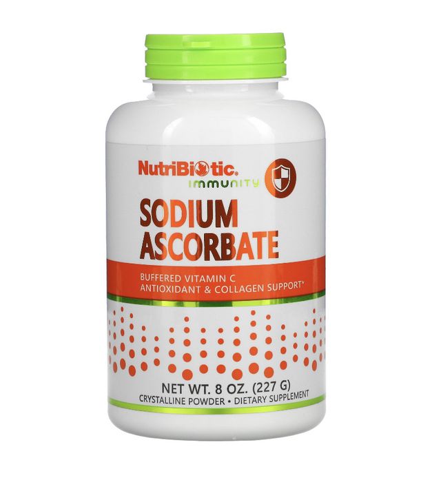 Витамин С, буферизованный аскорбат натрия, NutriBiotic, порошок, капс