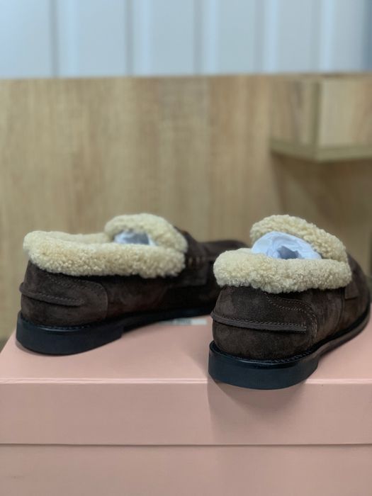 Лофери зимові miu miu з хутром міу міу зимние