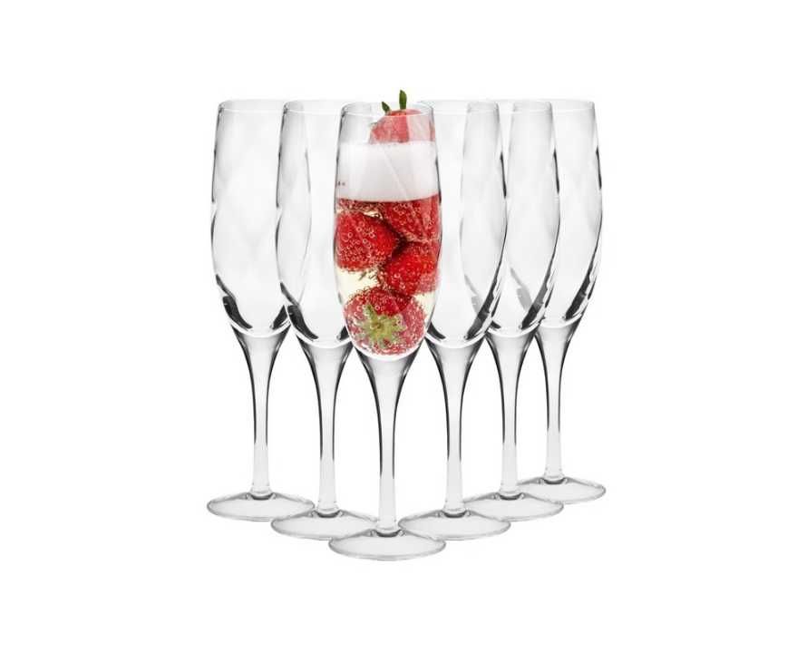 Nowe ręcznie wykonane kieliszki do szampana Krosno Glass Romance 170ml