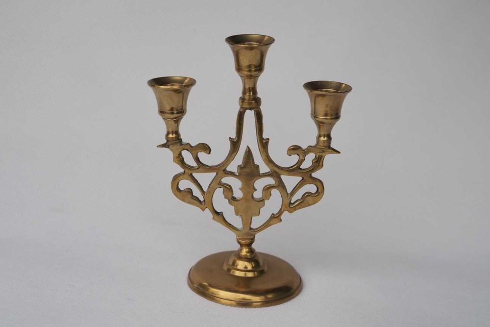 Świecznik mosiężny 3-ramienny dekoracyjny