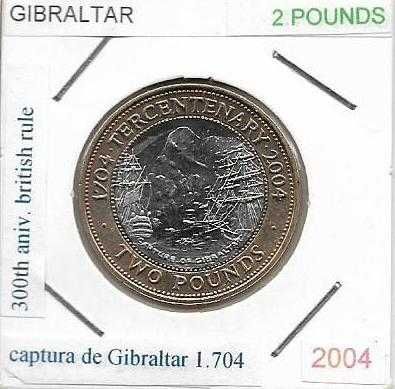 Gibraltar - - - 2 Libras - 2004 - - - "Captura de Gibraltar" - - Moeda