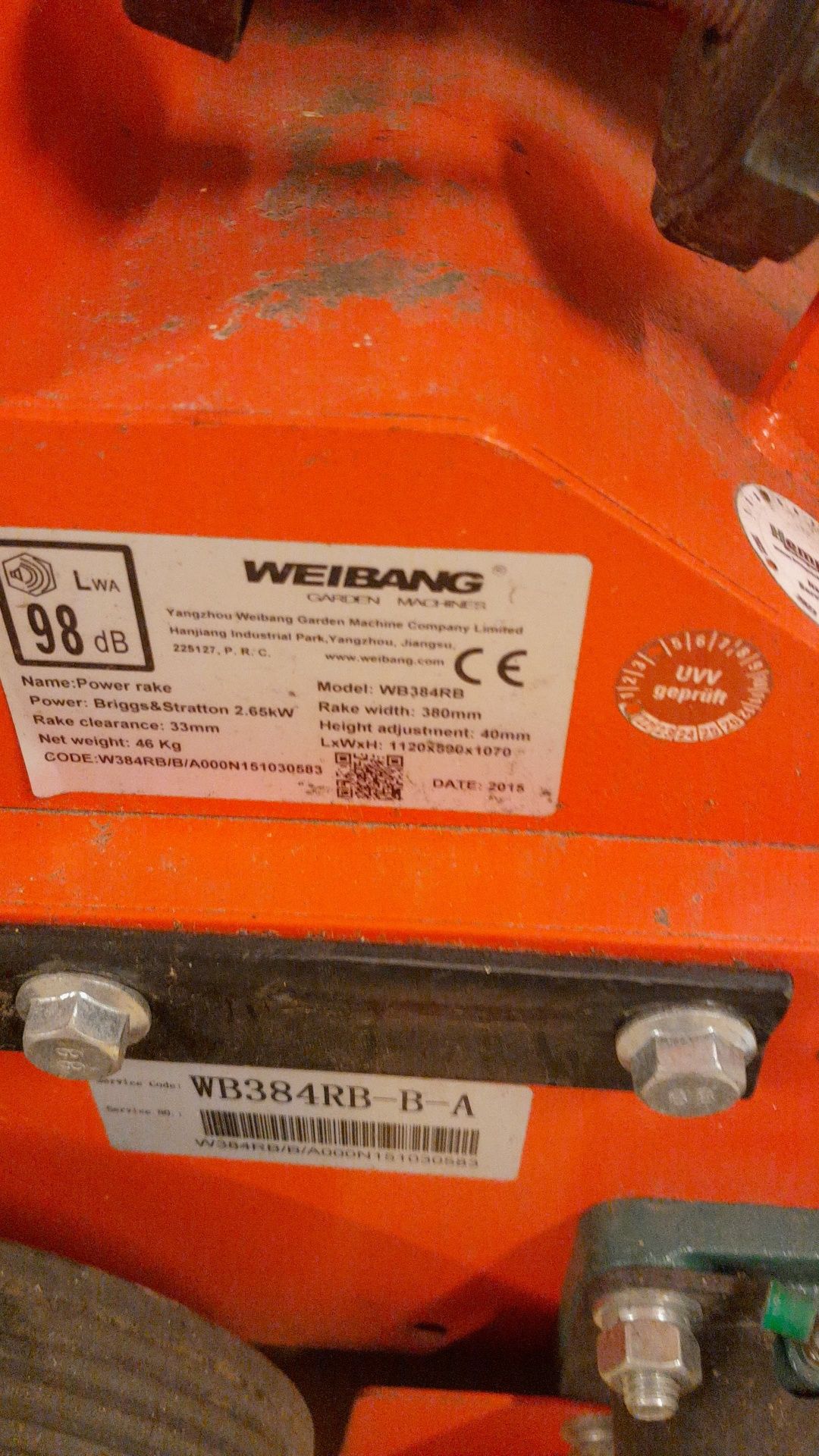 Wertykulator weinang model wb384rb