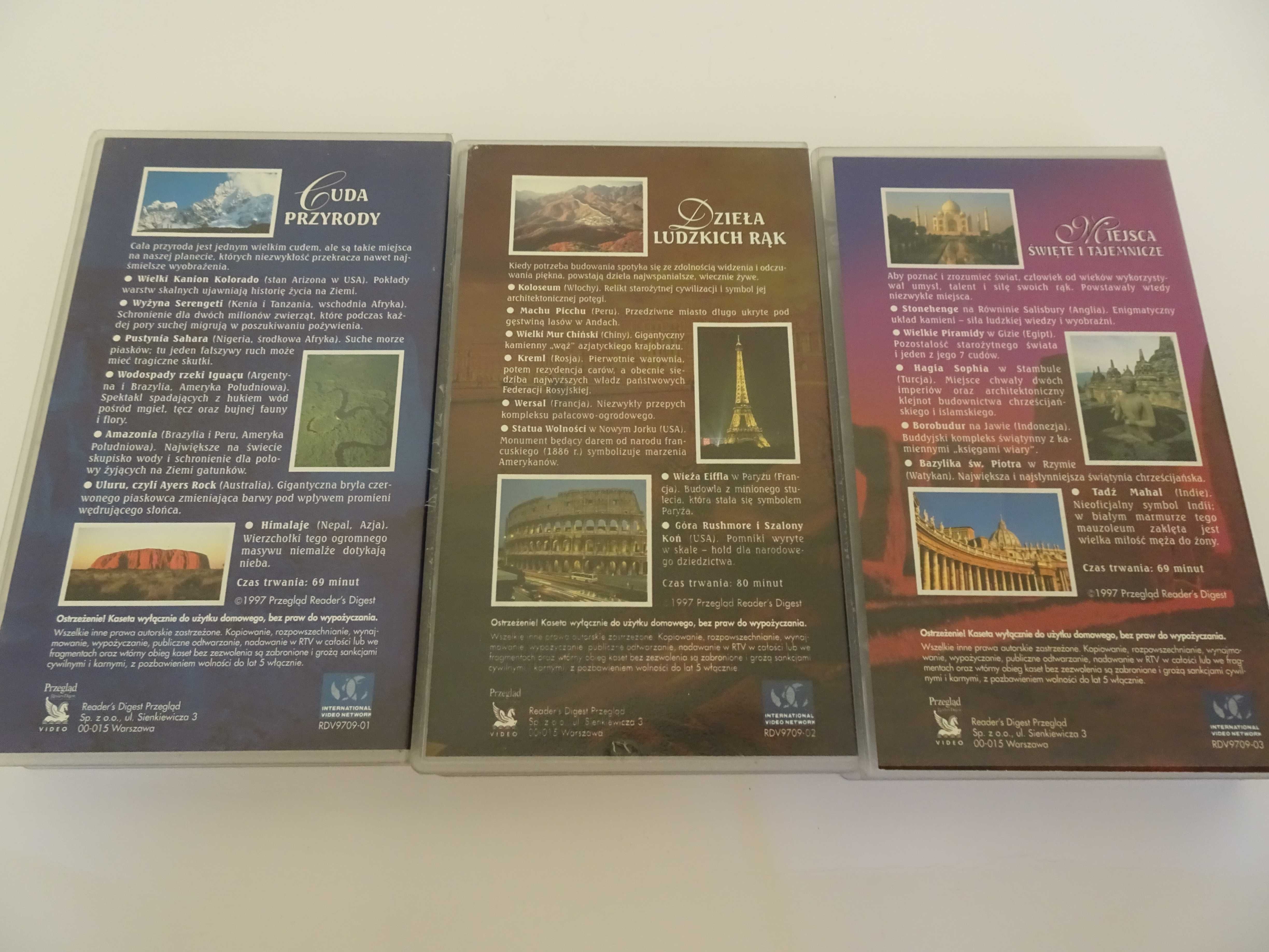 "Ten wspaniały świat" 3 kasety VHS, Przegląd Reader,s Digest