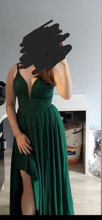 Sukienka długa balowa/wieczorowa zielona rozmiar 36
