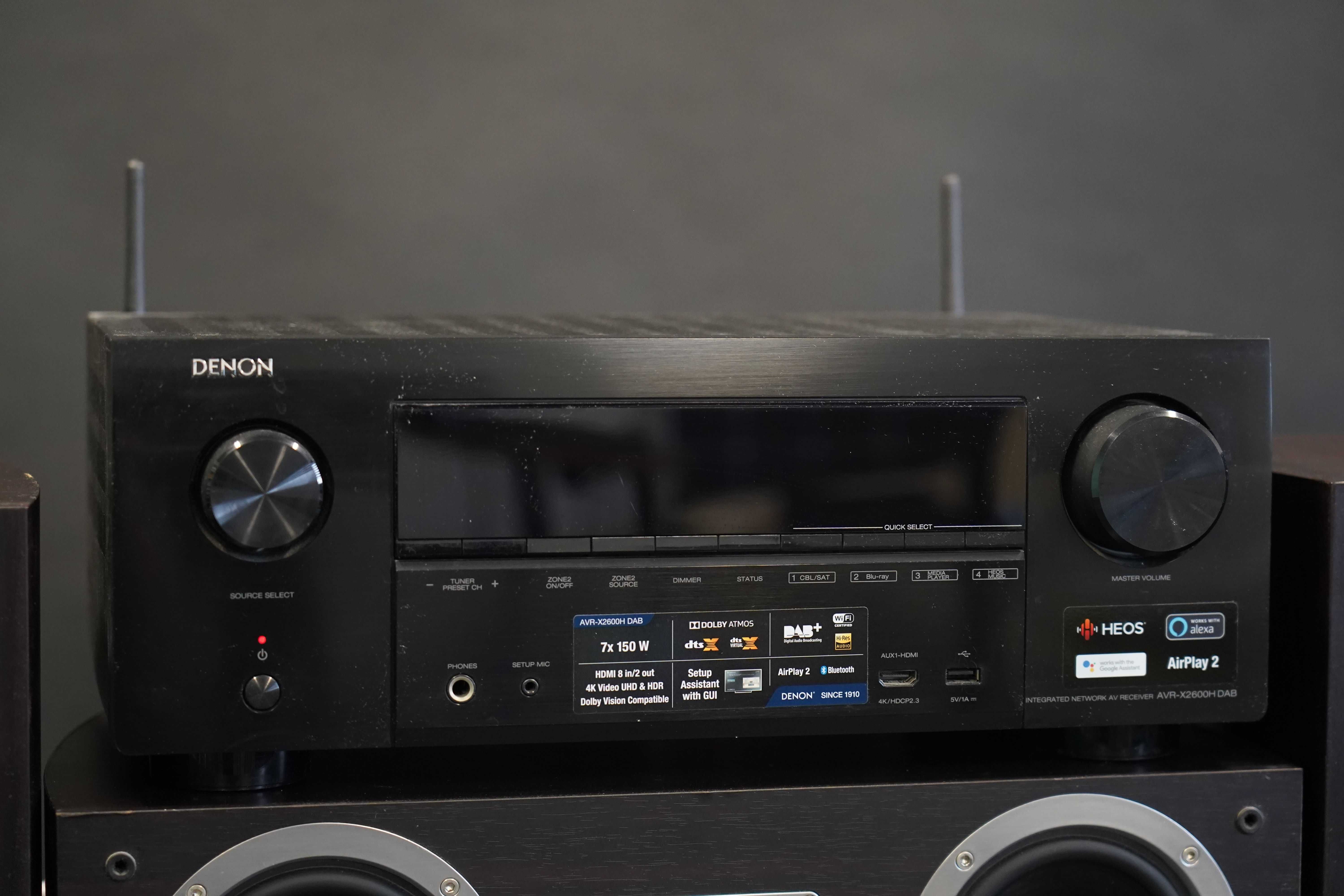 Amplituner DENON AVR-X2600H DAB z zestawem 5 głośników HECO