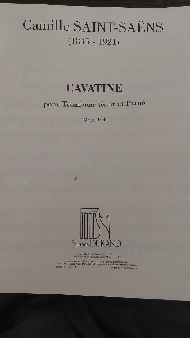 Cavatine para trombone e piano