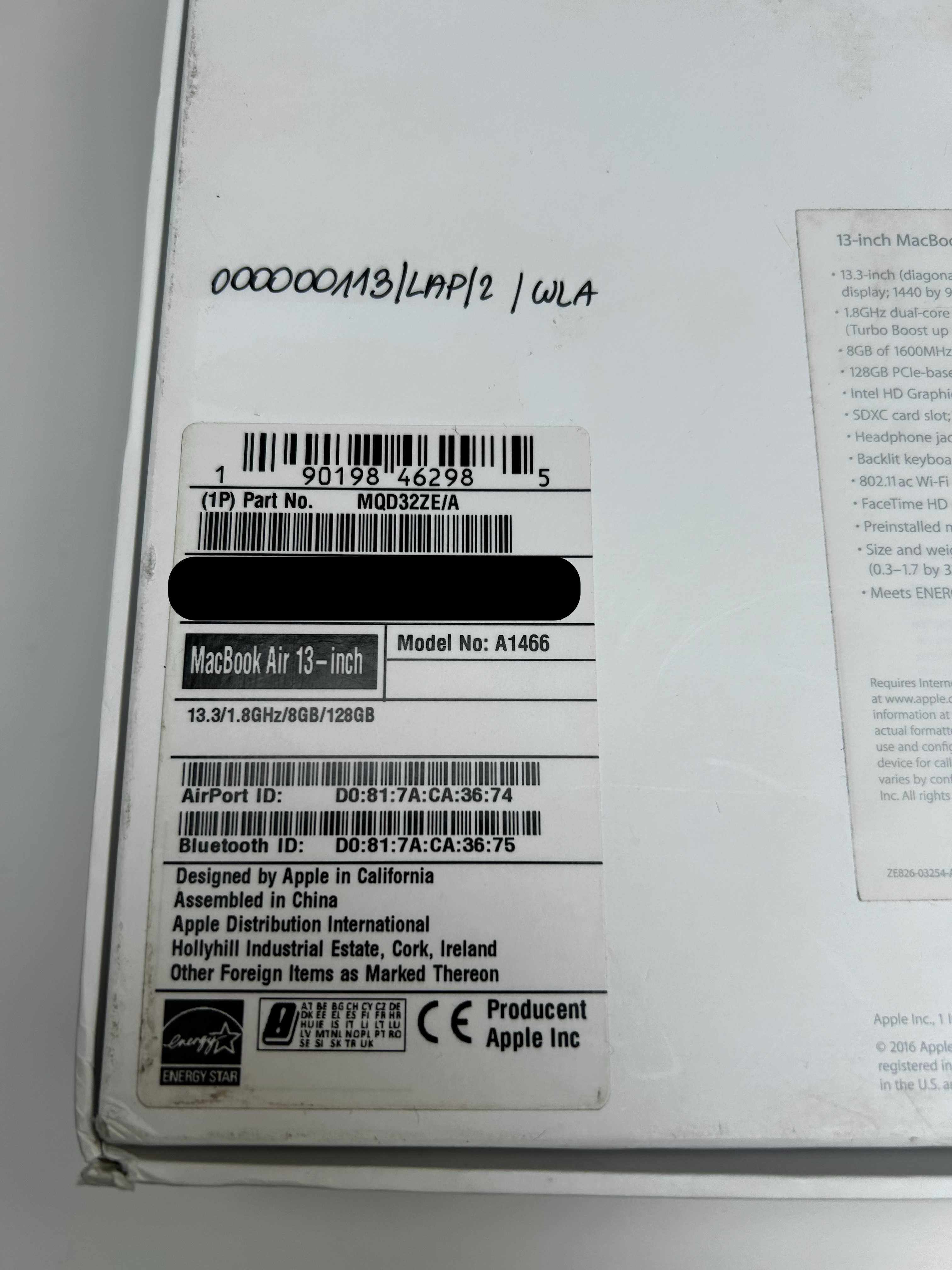 MacBook Air 13" 128 lub 512GB / 8GB - model A1466 - nowy akumulator