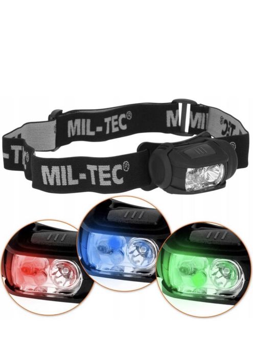 Ліхтар налобний Mil-tec (Мілтек) 4 Led LUXEON/Фонарь налобный 4 цвета