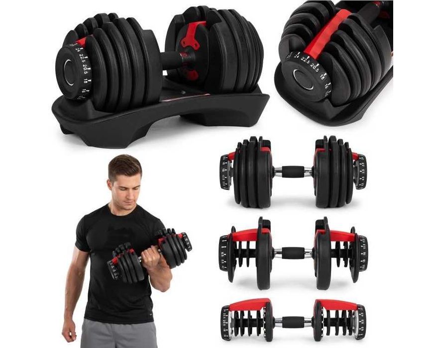 HANTEL żeliwny z podstawką regulowany od 2,5 do 24 kg - HIT !