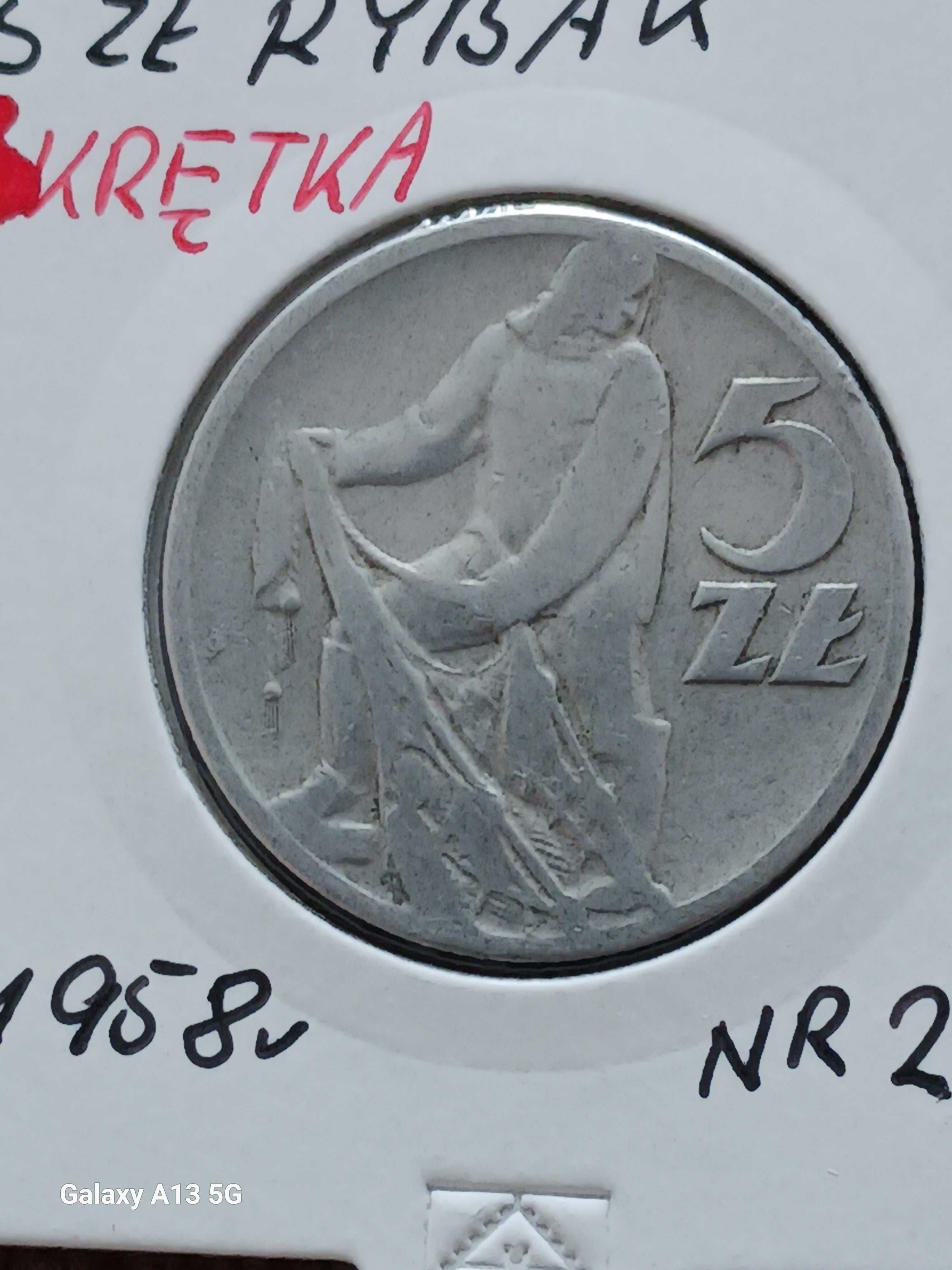 5 Złotych Rybak 1958 r. - nr.2 - Skrętka - rzadkość