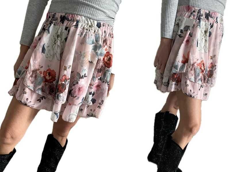 Nowa spódniczka falbany kwiaty boho zwiewna Uni